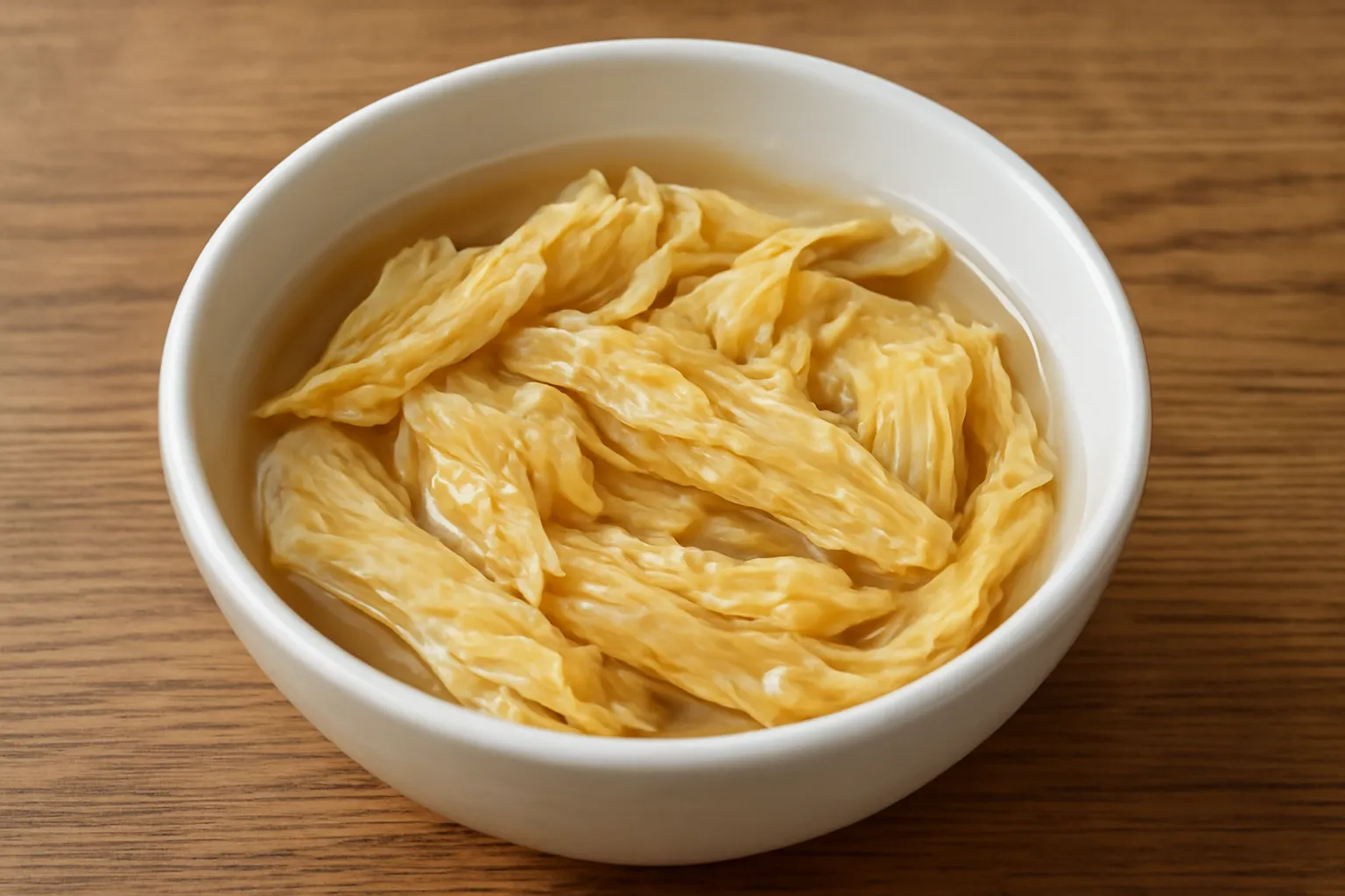 Tàu hũ ky khô đang ngâm trong bát nước